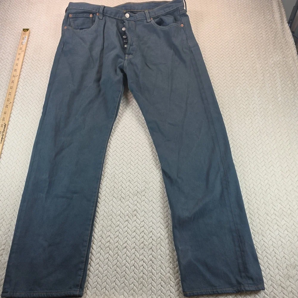 Levis 501 Original Fit Stretch Jeans Mens 40x30 Blue Gray Button Fly 00501-0115